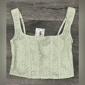 American Eagle Mint Green cropped corset top